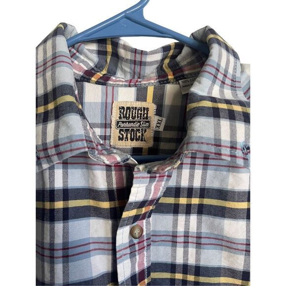 Panhandle Slim Mens Multicolor Plaid Long Sleeve Rough Stock Western Shirt XXL - Picture 7 of 12